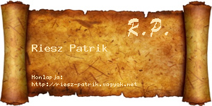 Riesz Patrik névjegykártya